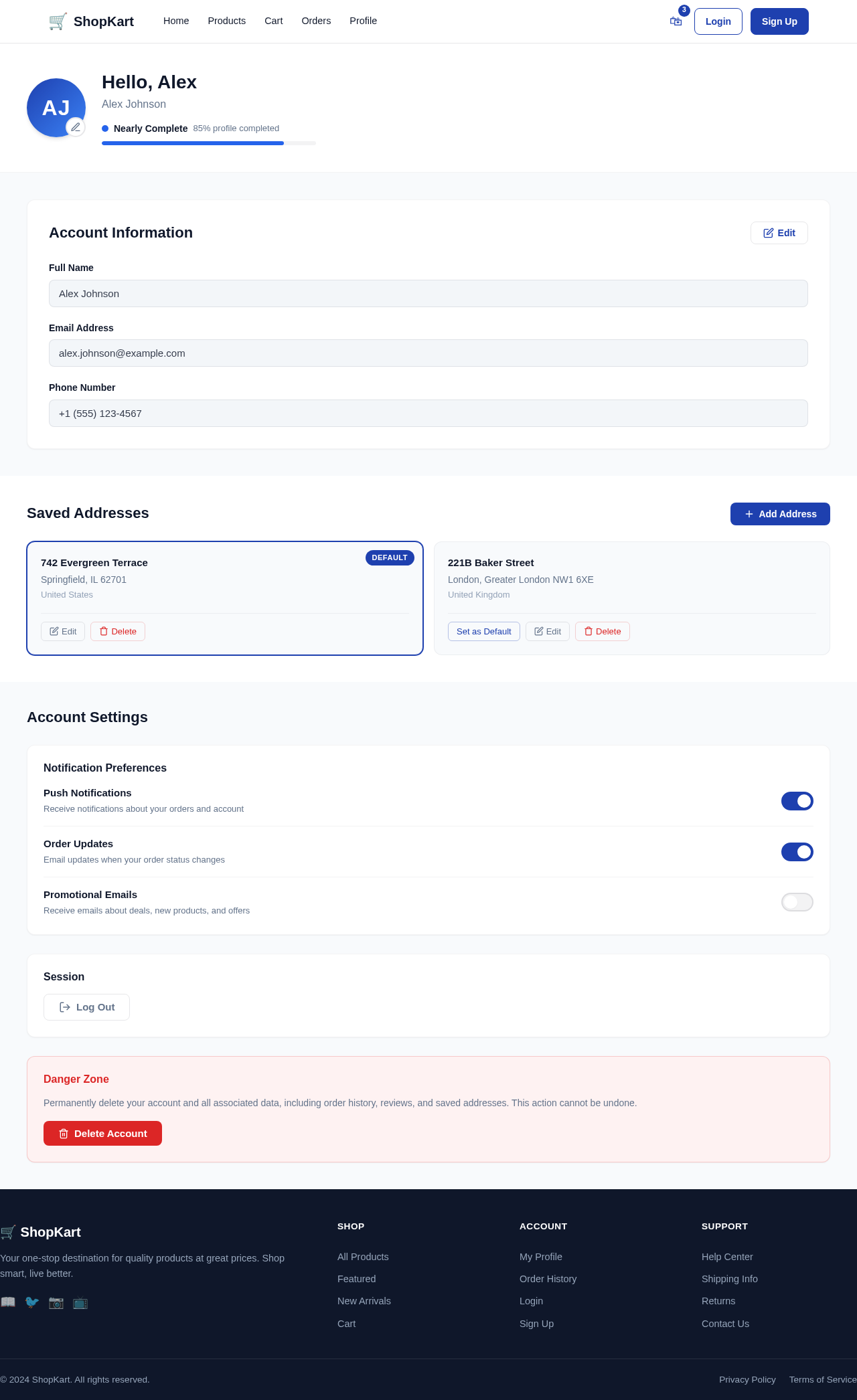 Profile design preview