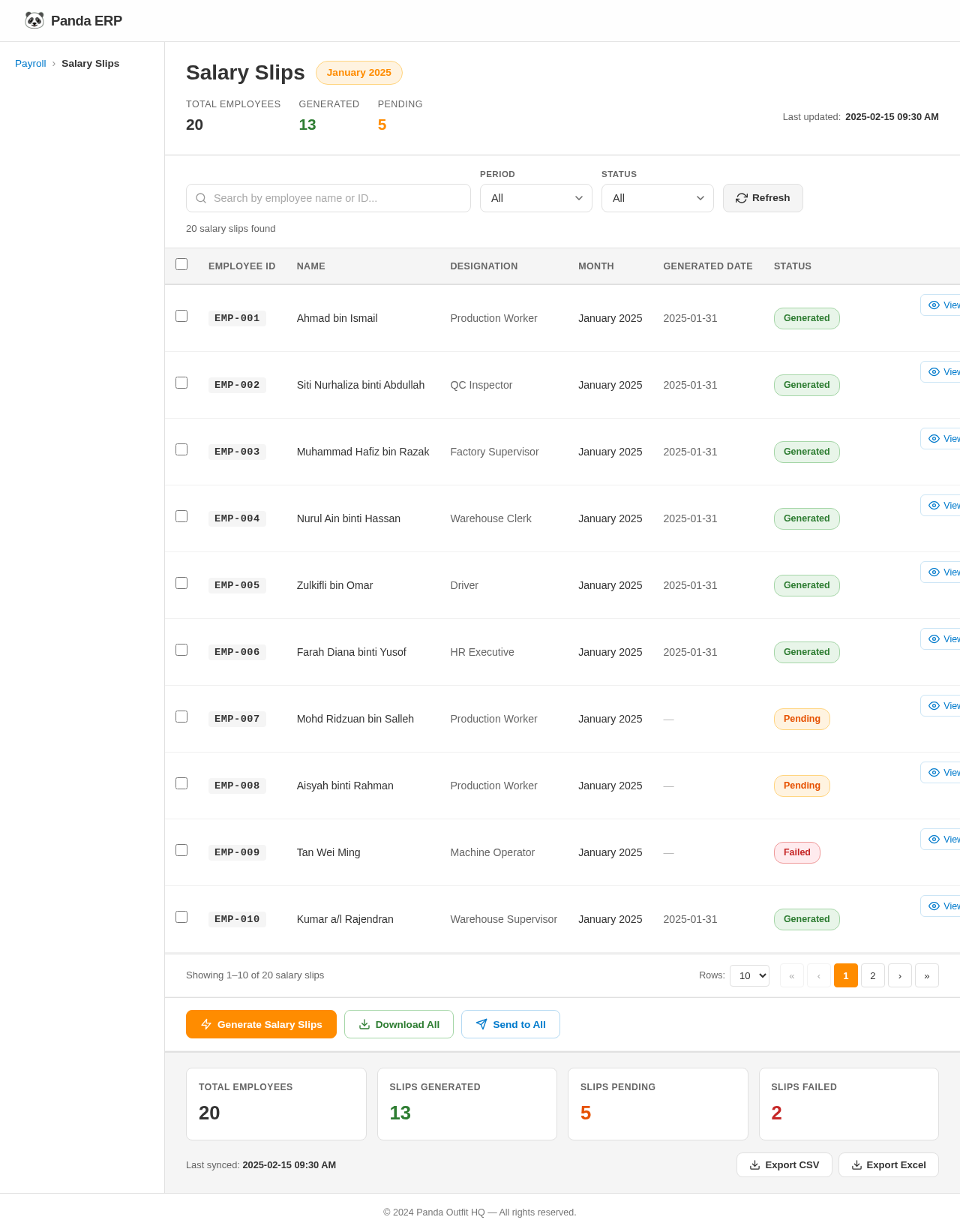 Salary Slips design preview