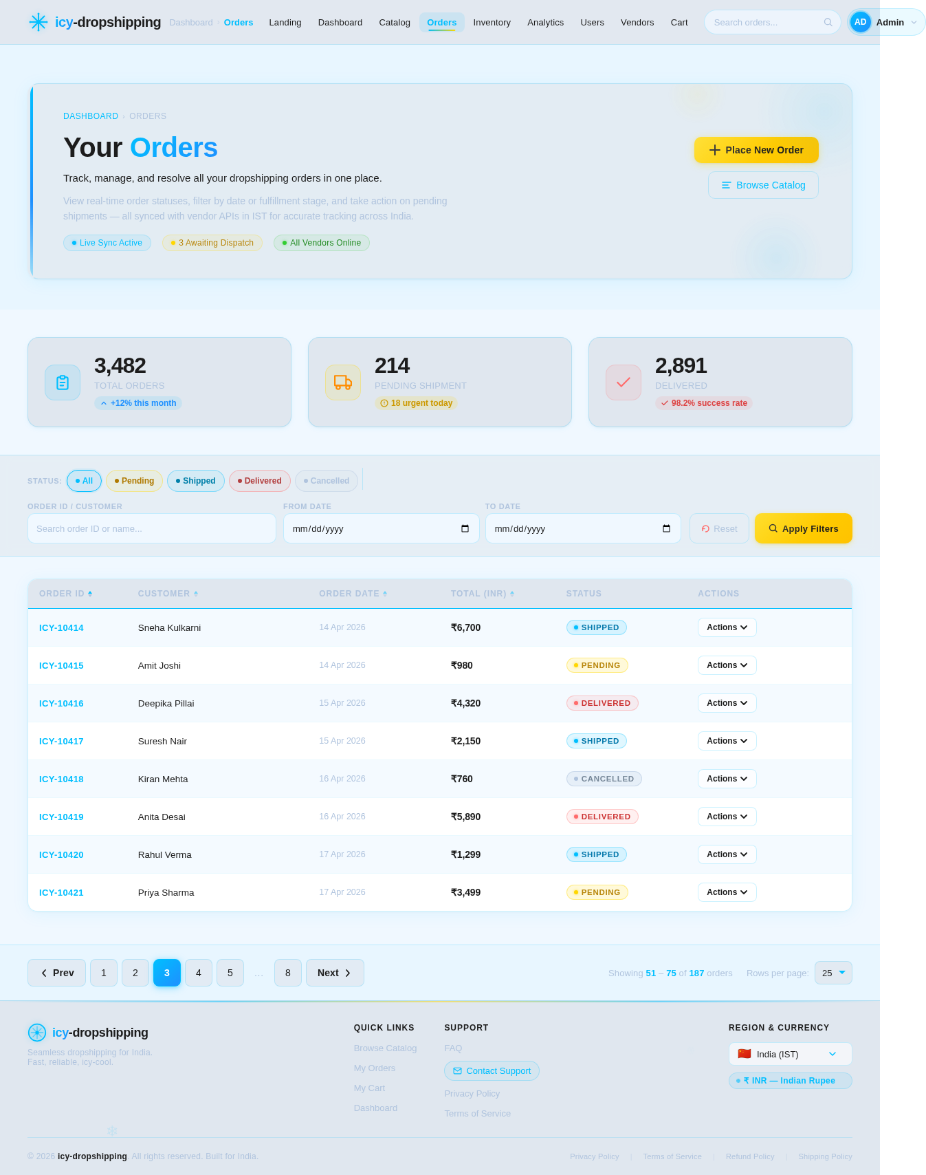 Orders design preview