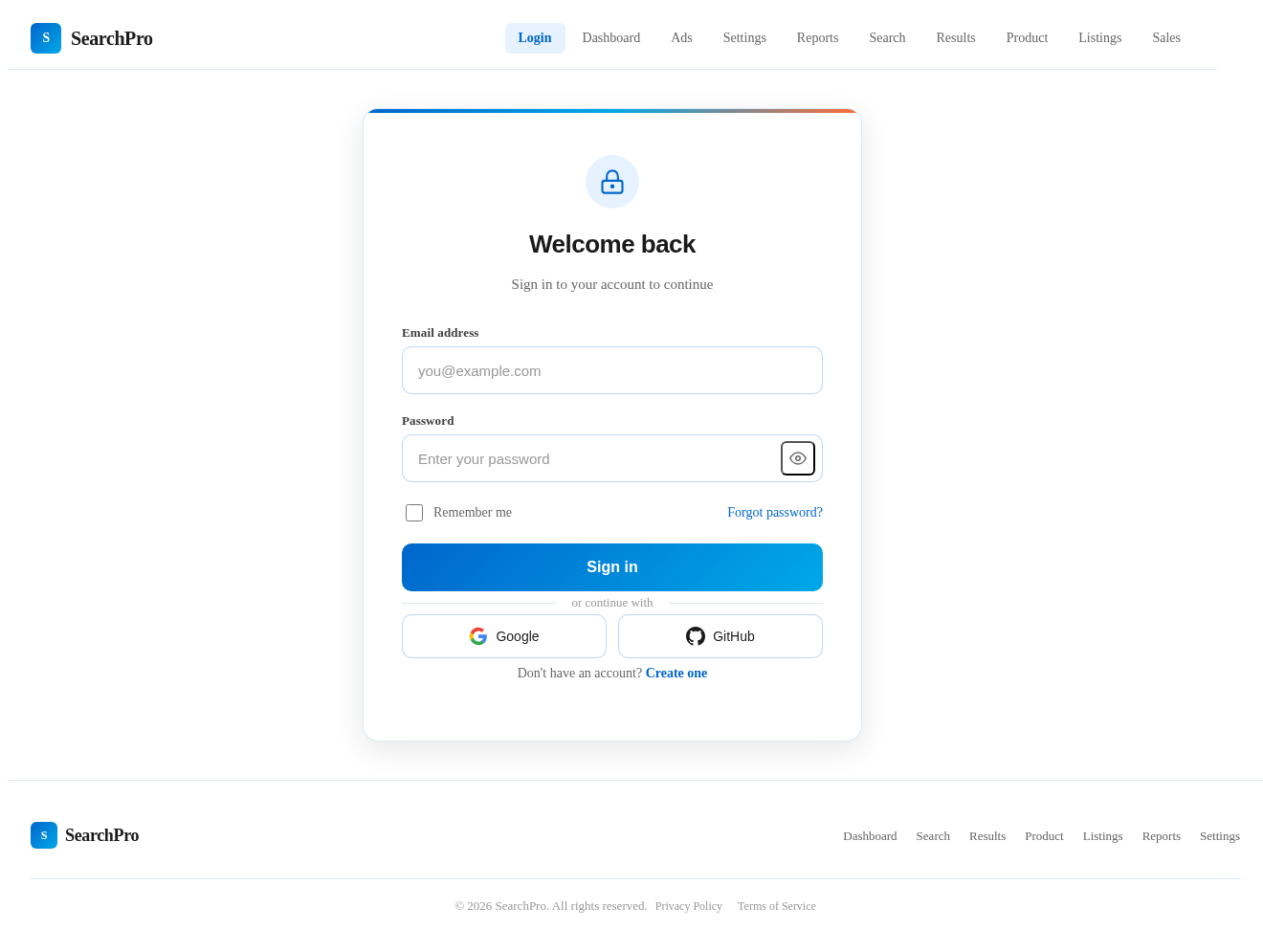 Login design preview