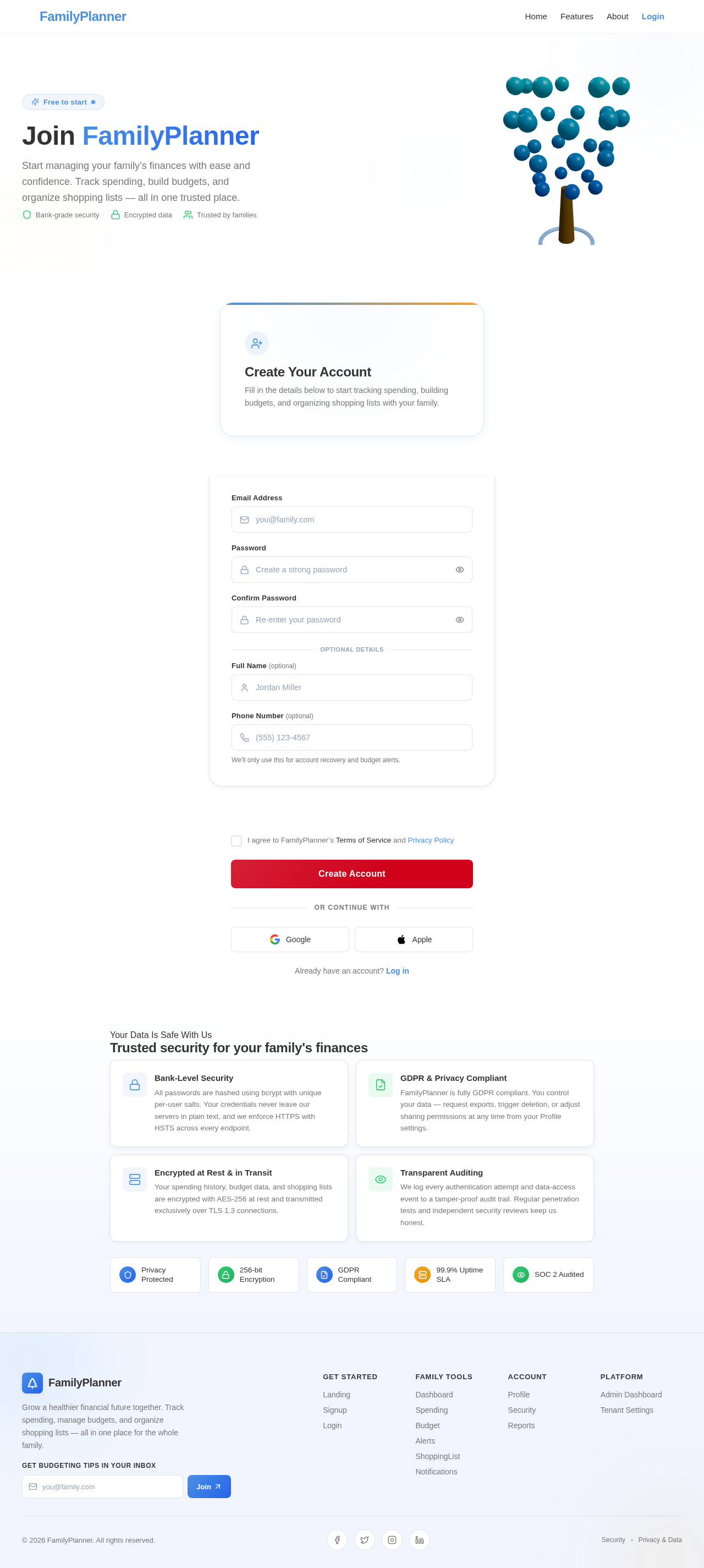Signup design preview