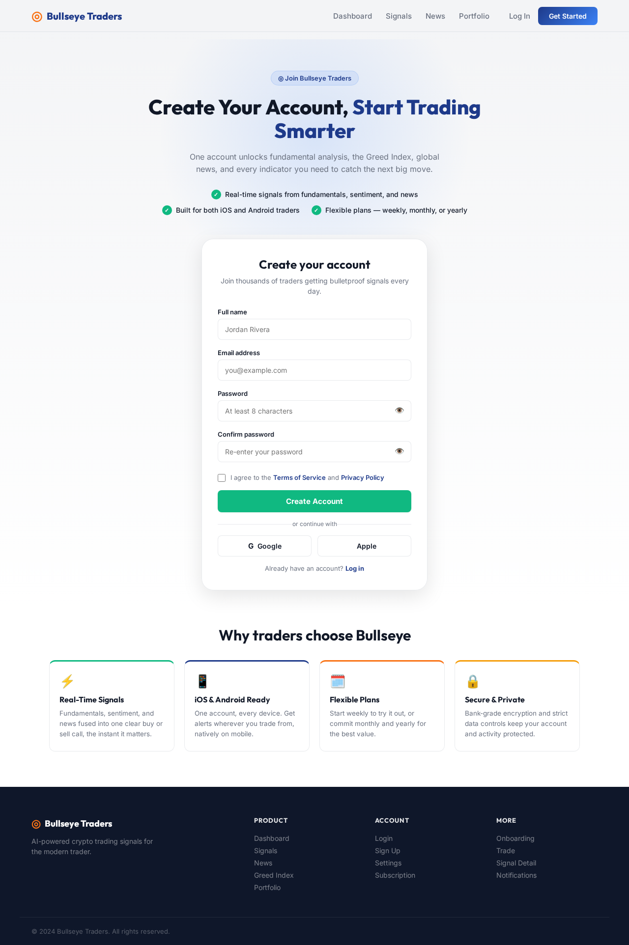 Signup design preview