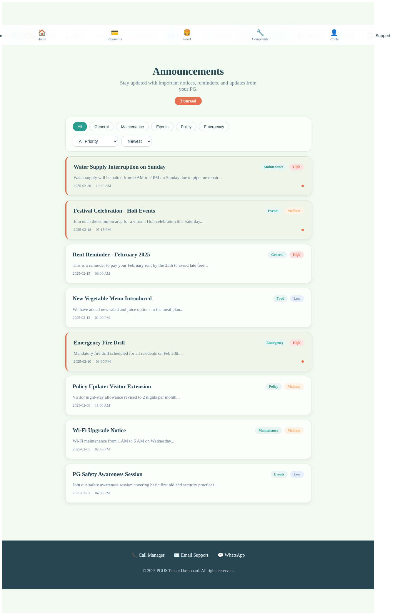 Announcements design preview