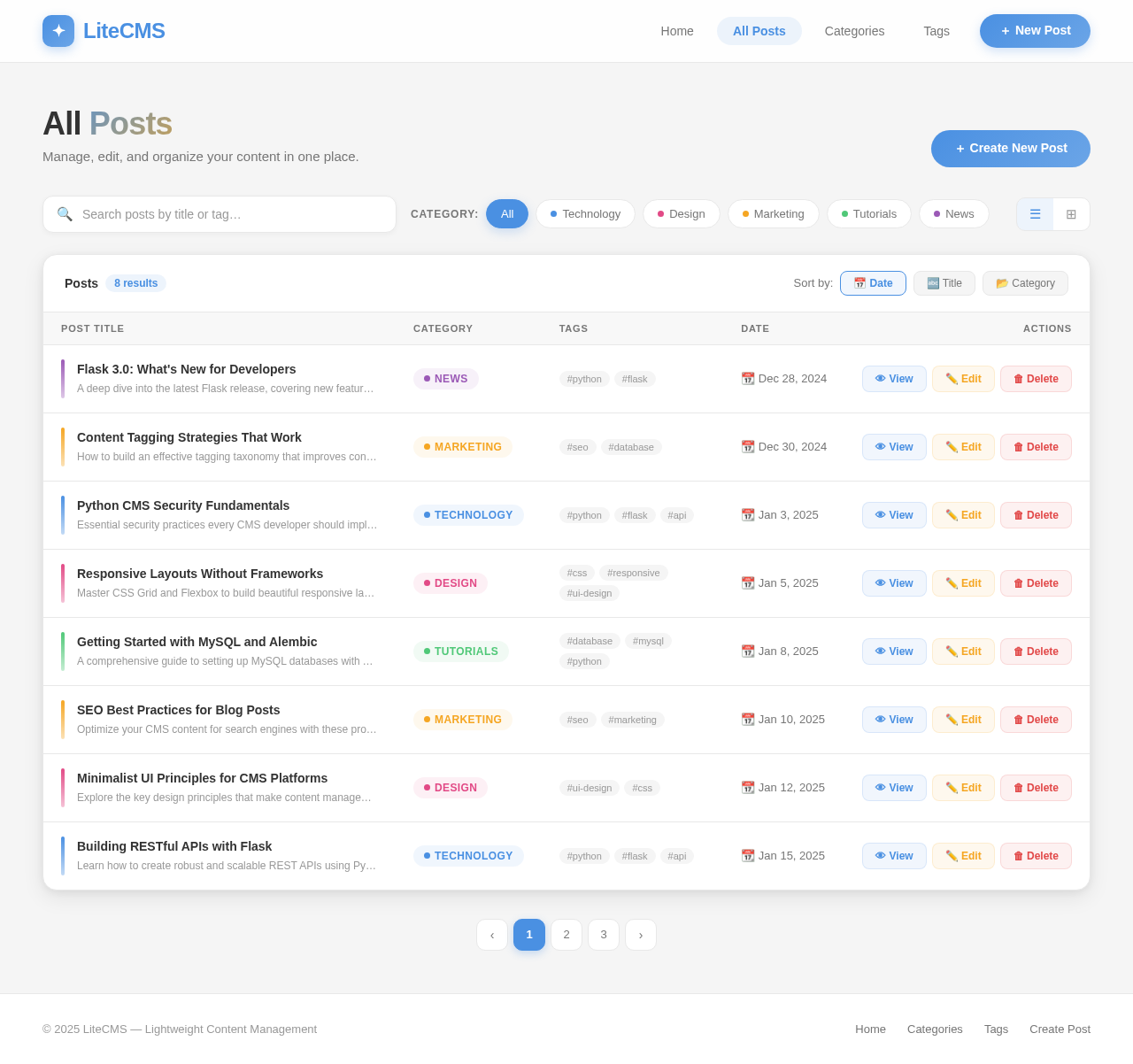 Post List design preview