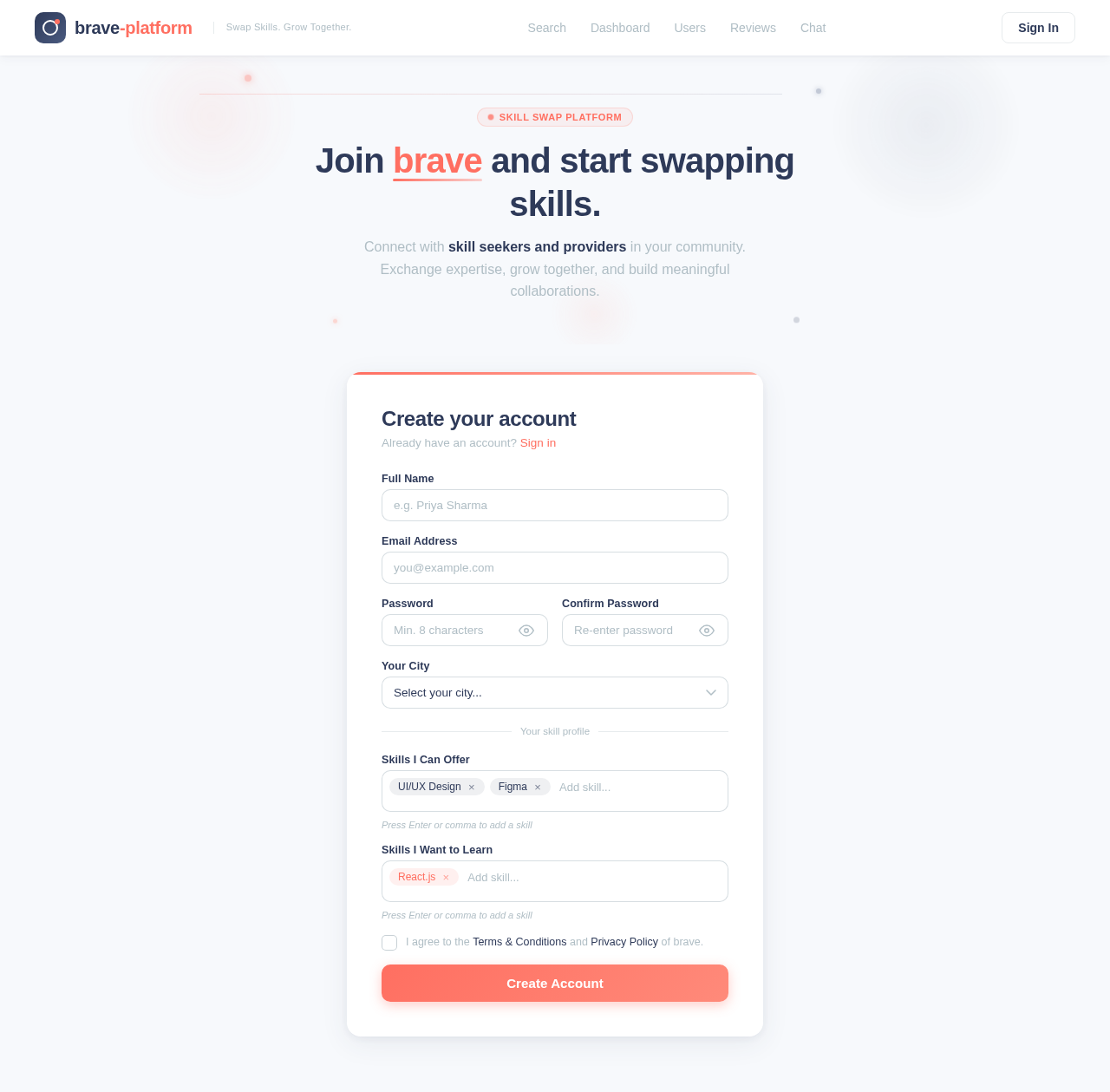 Signup design preview