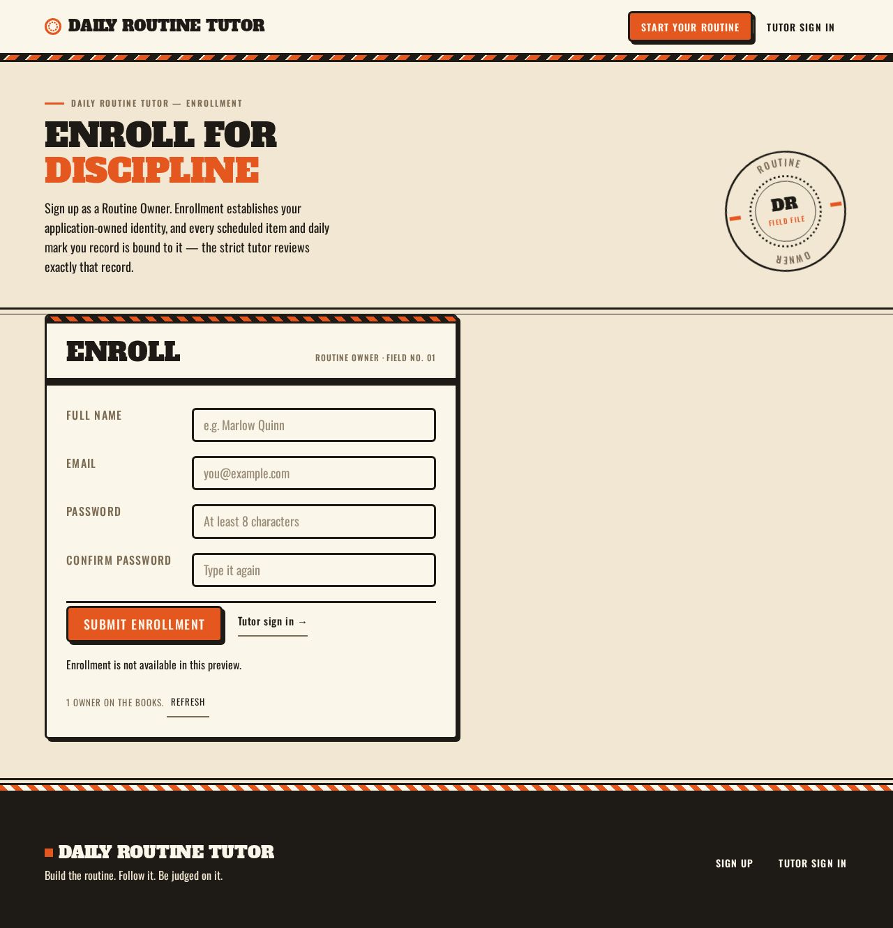 Sign Up design preview