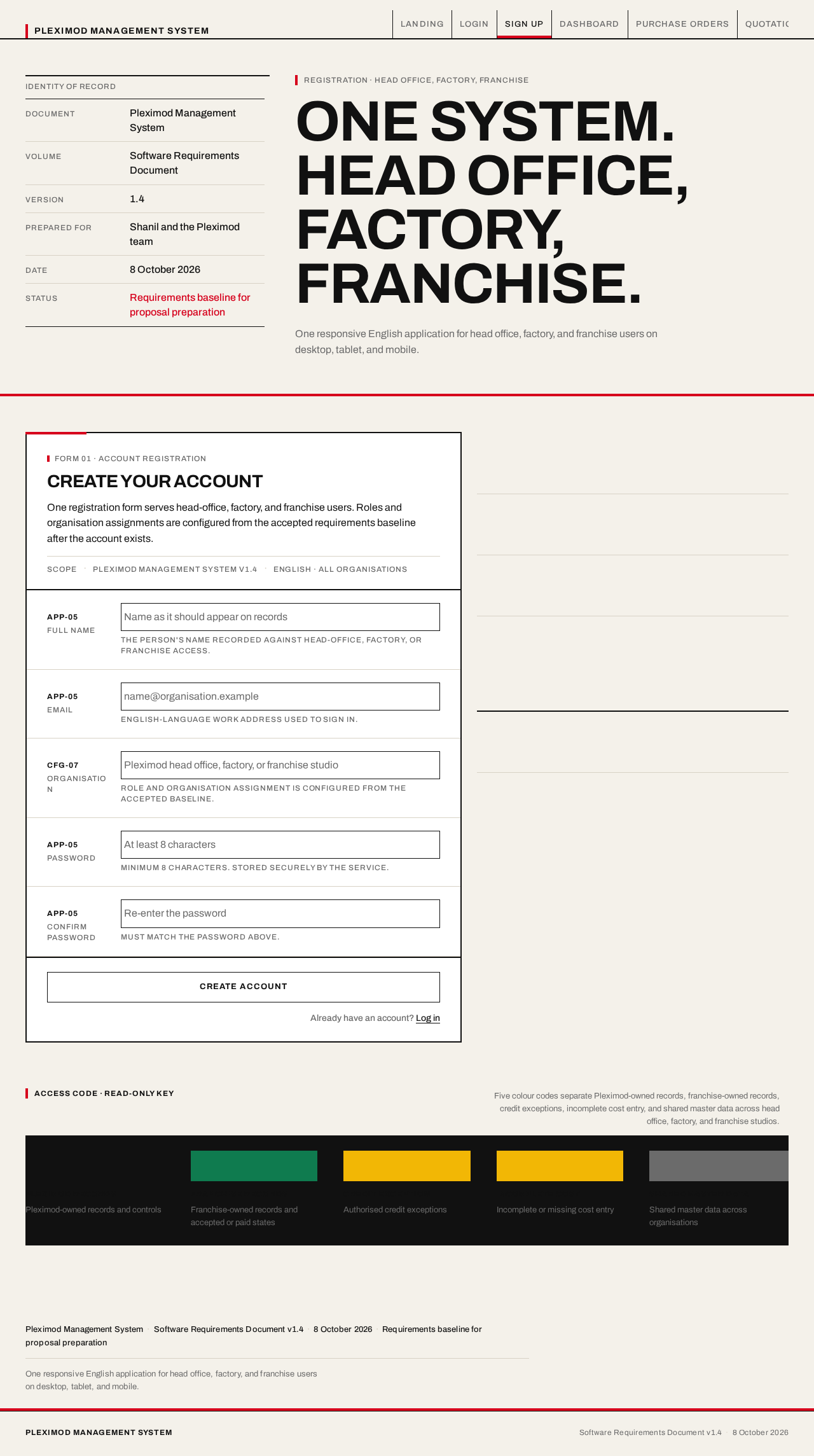 Sign Up design preview