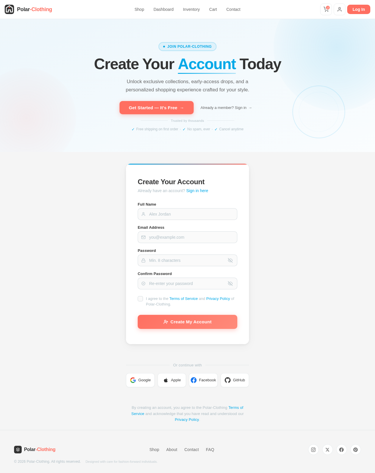Signup design preview