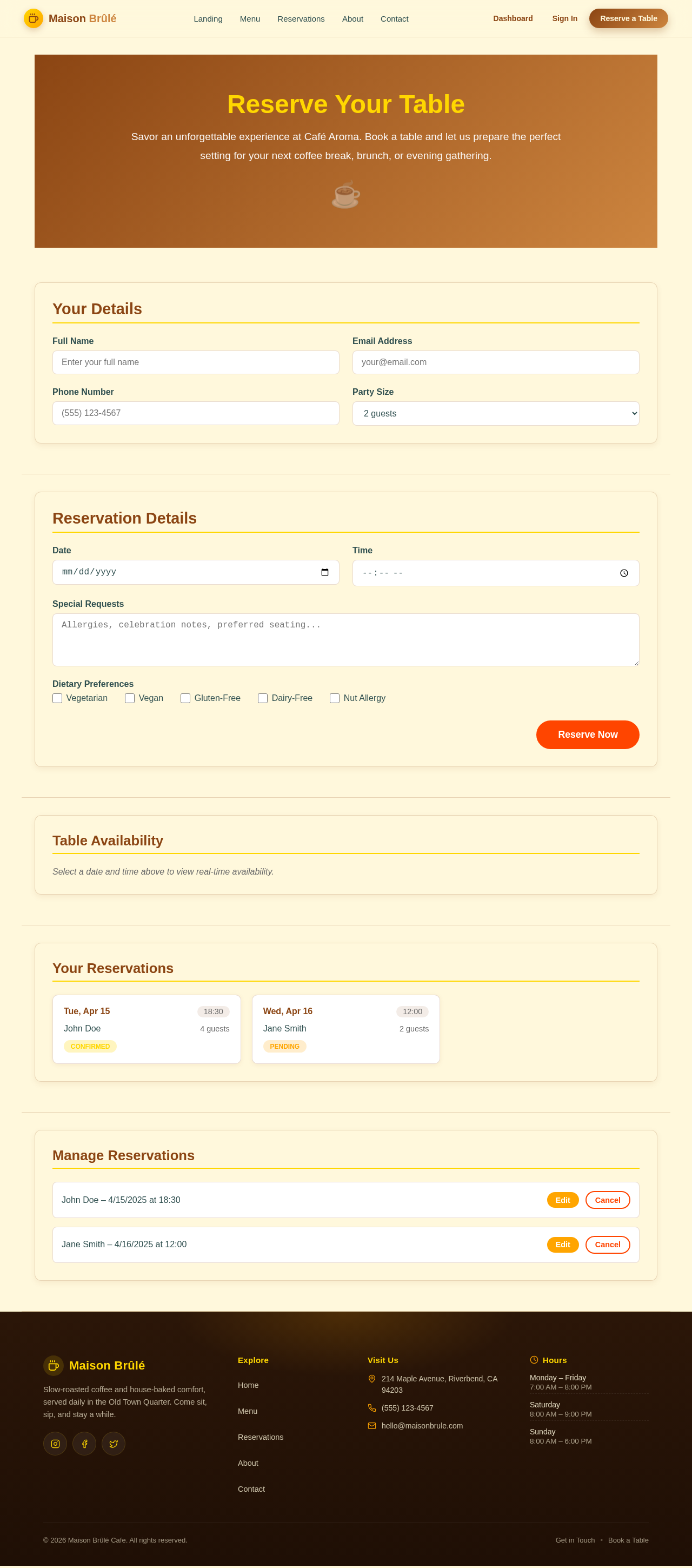 Reservations design preview