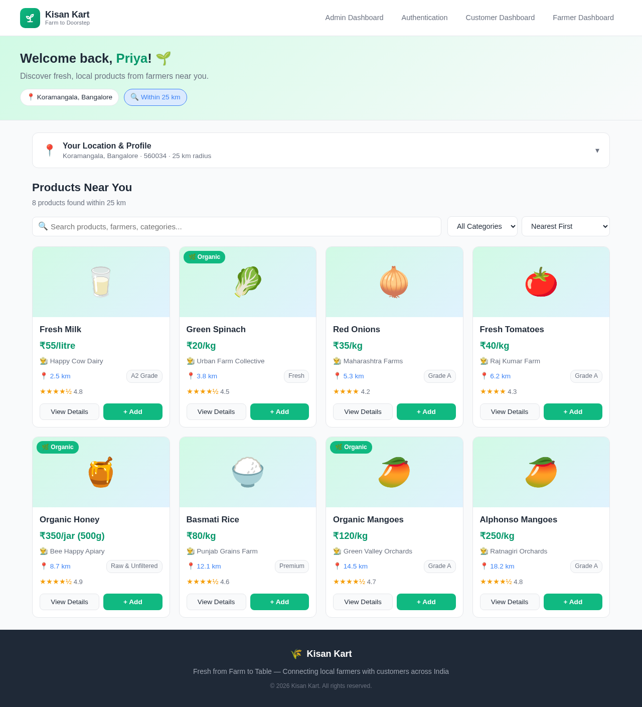 Customer Dashboard design preview
