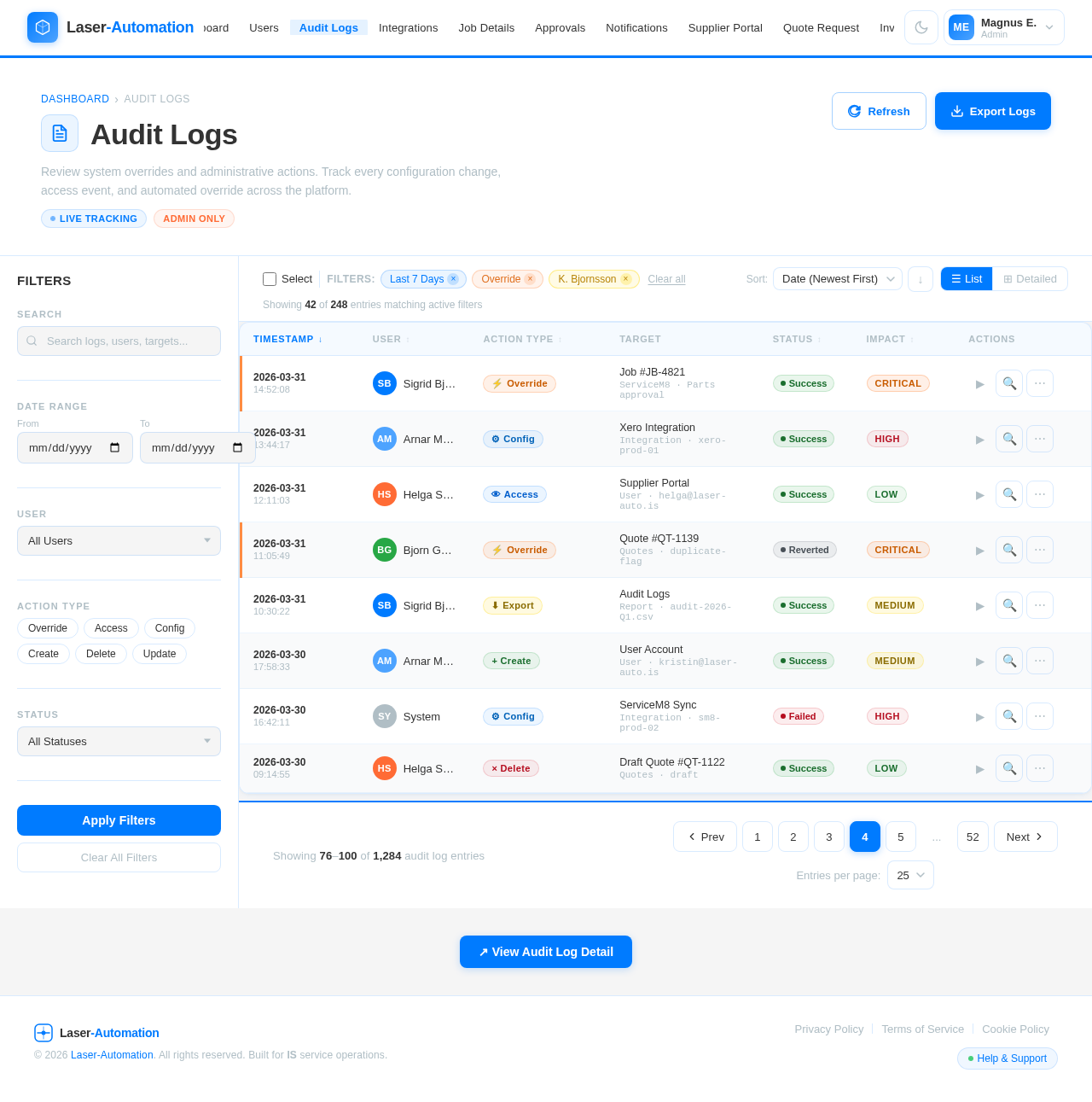 Audit Logs design preview