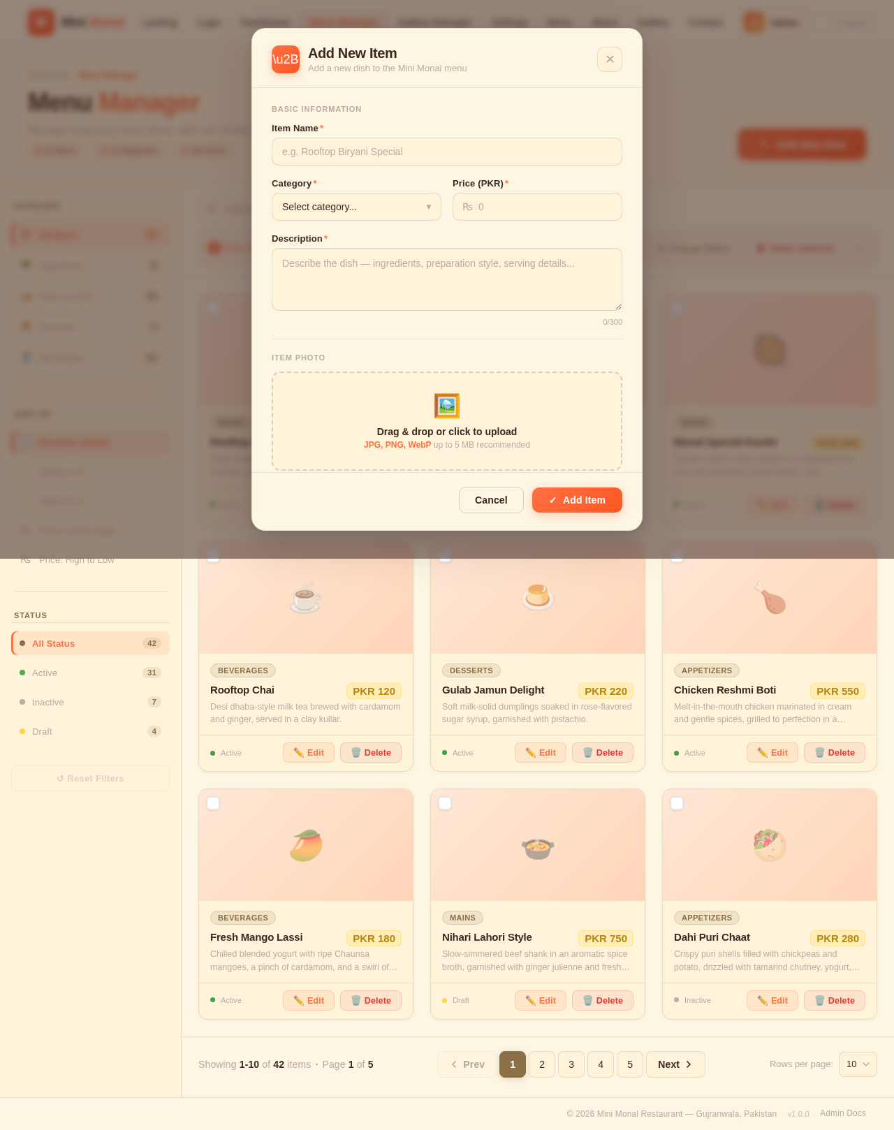 Menu Manager design preview