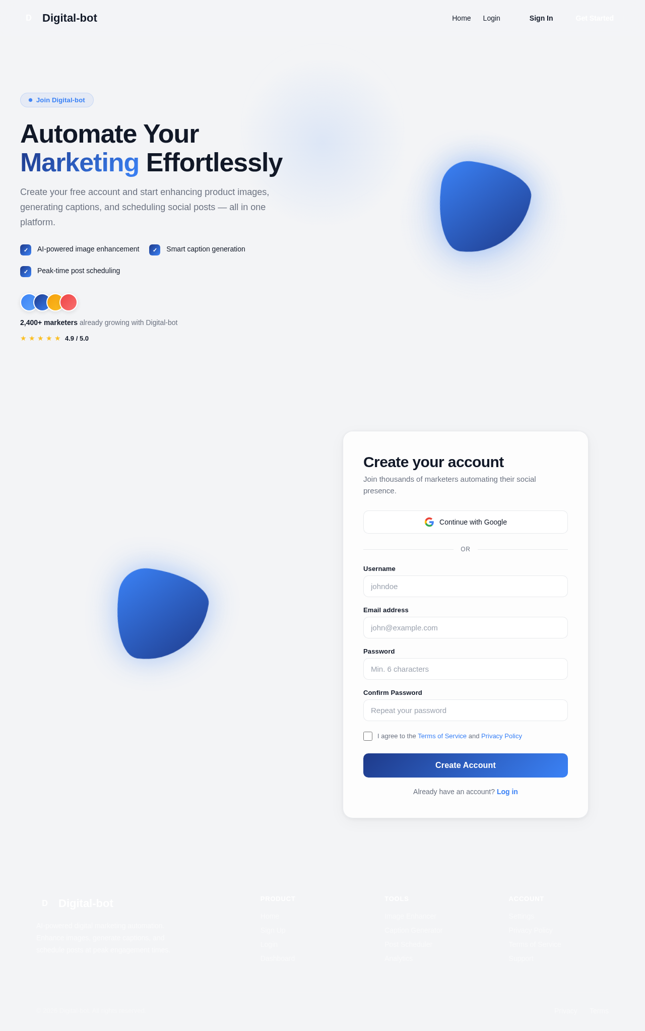 Signup design preview