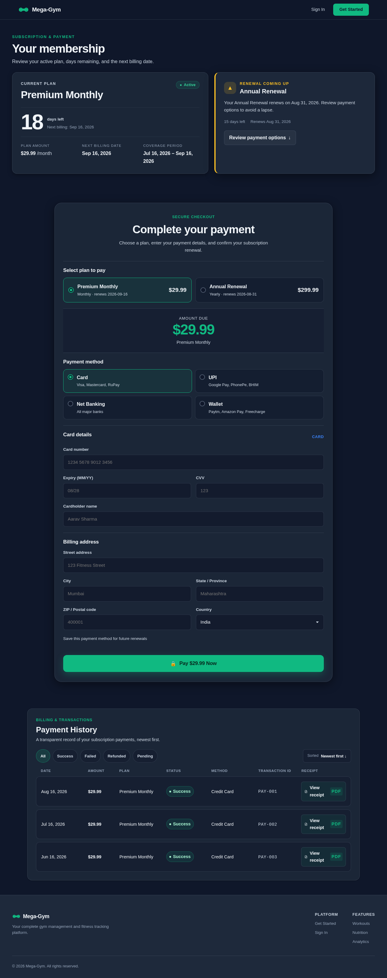 Subscription & Payment design preview
