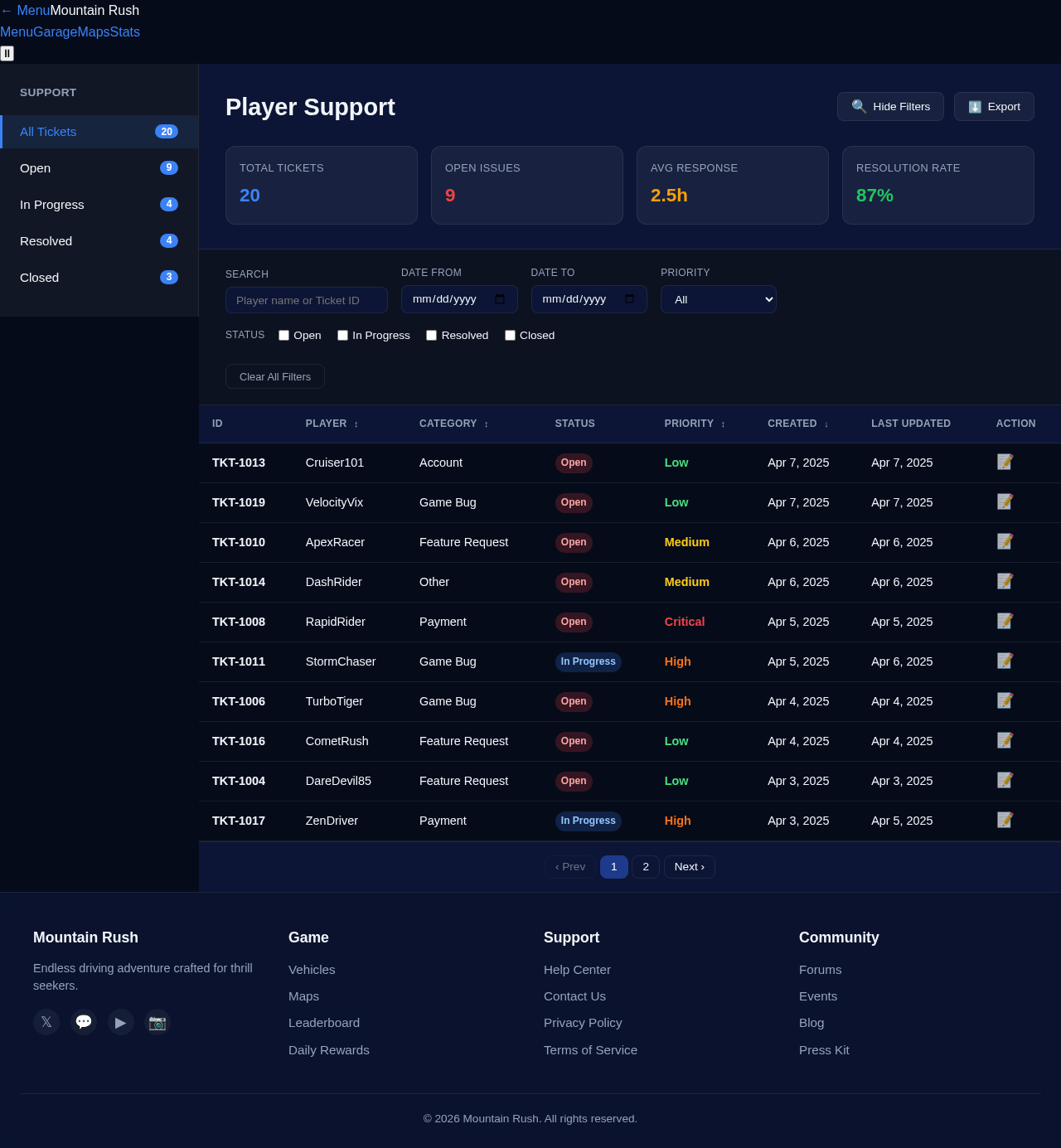 PlayerSupport design preview