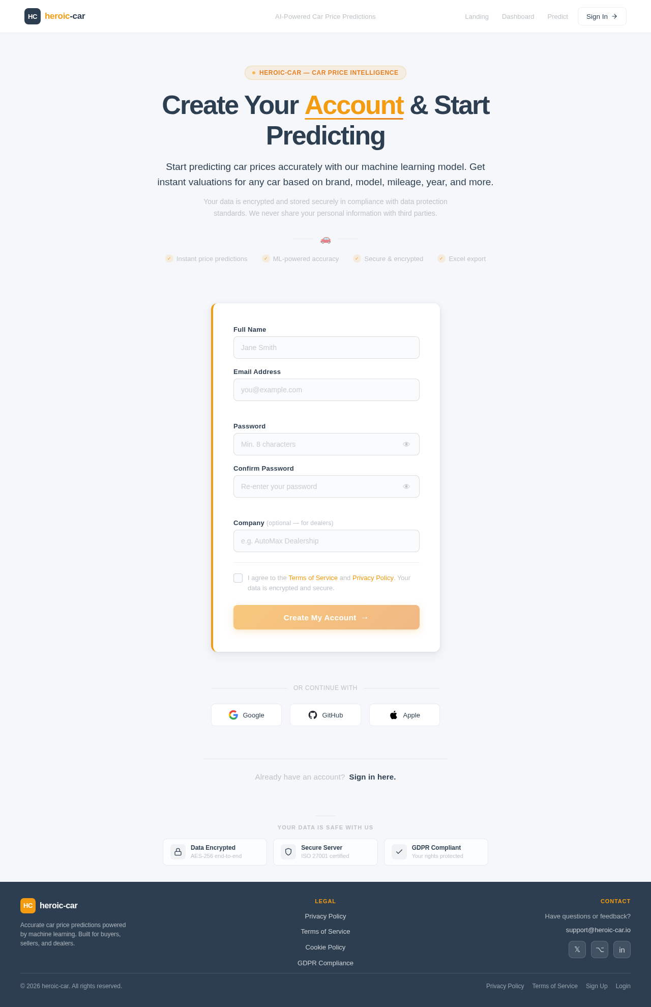 Signup design preview