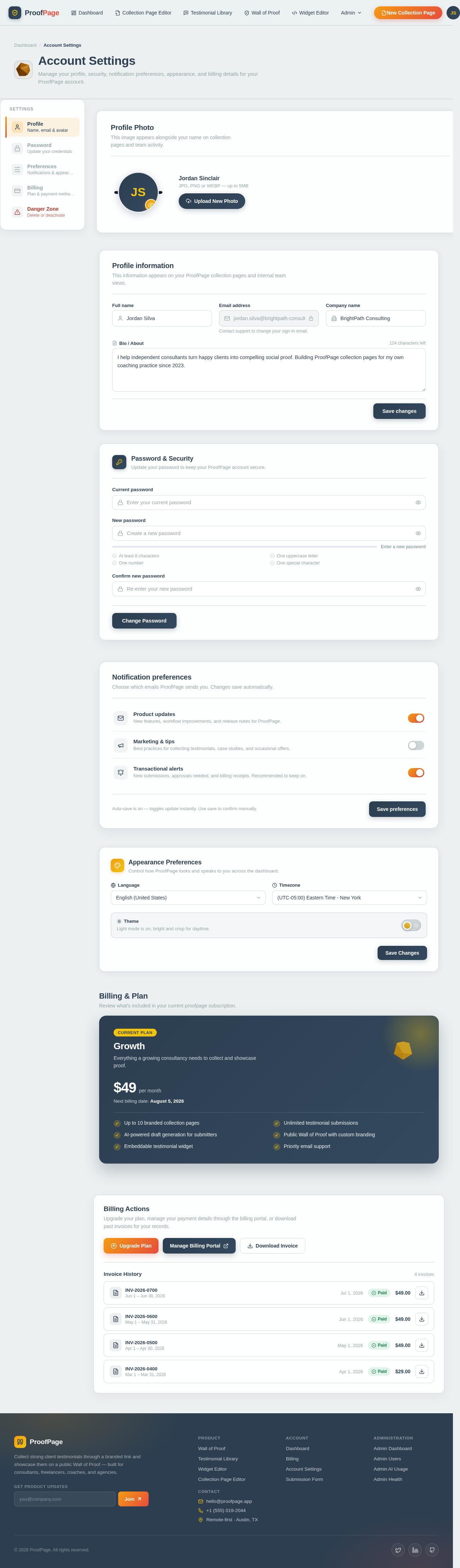 Account Settings design preview