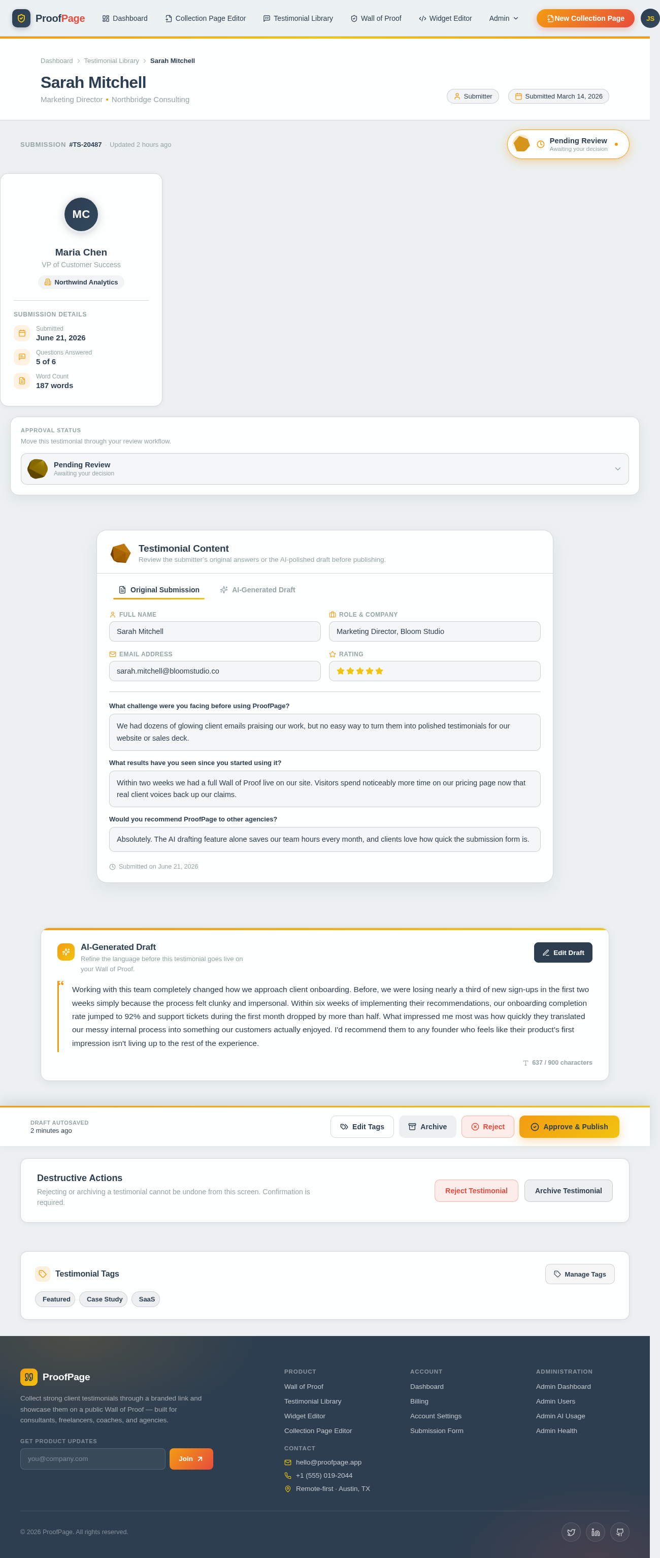 Testimonial Detail design preview