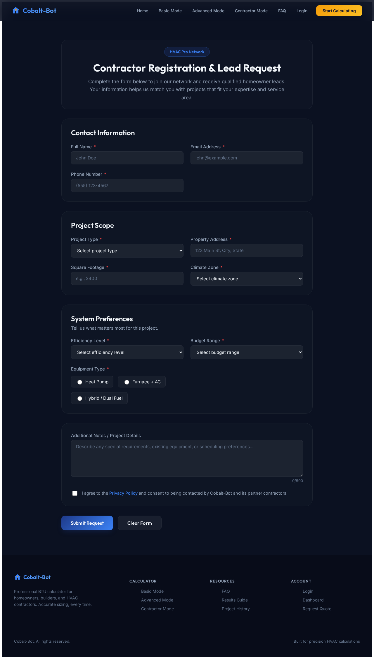 ContractorForm design preview