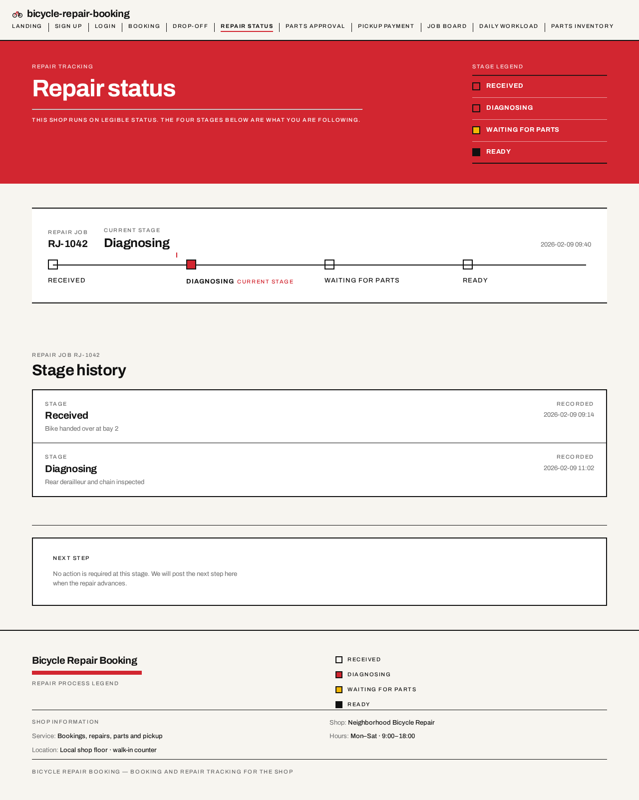 Repair Status design preview
