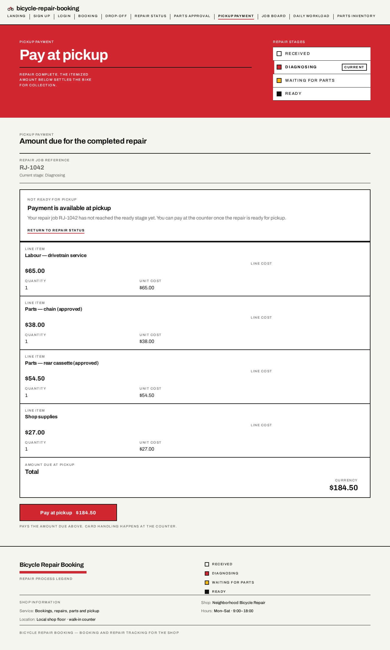 Pickup Payment design preview