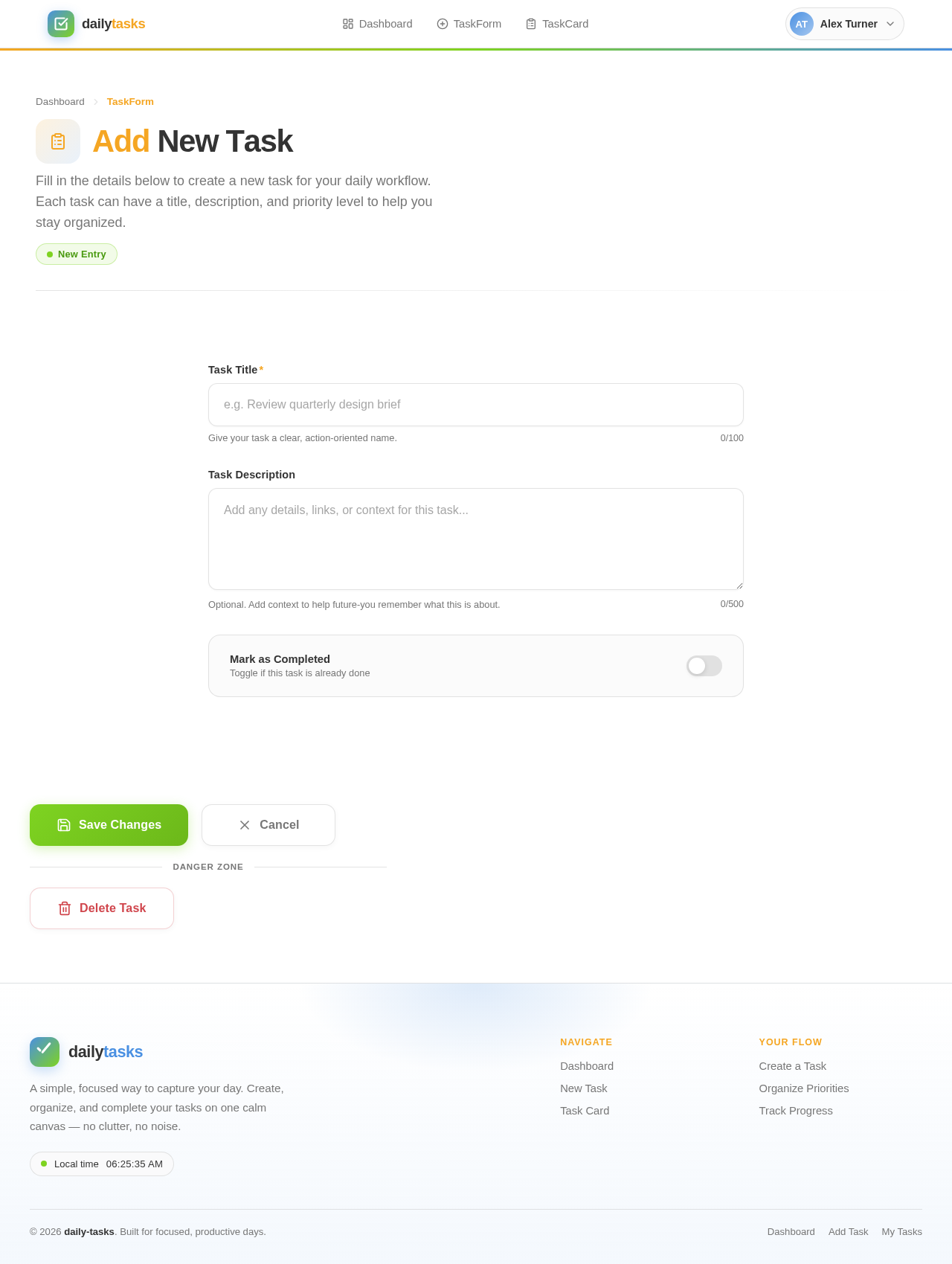 TaskForm design preview