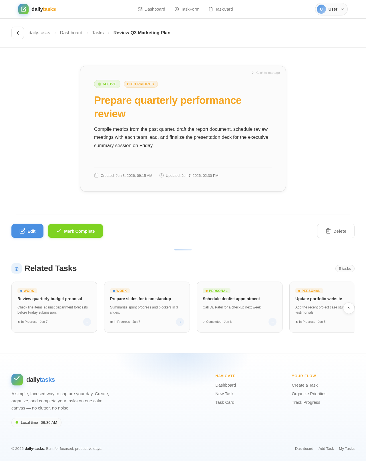 TaskCard design preview