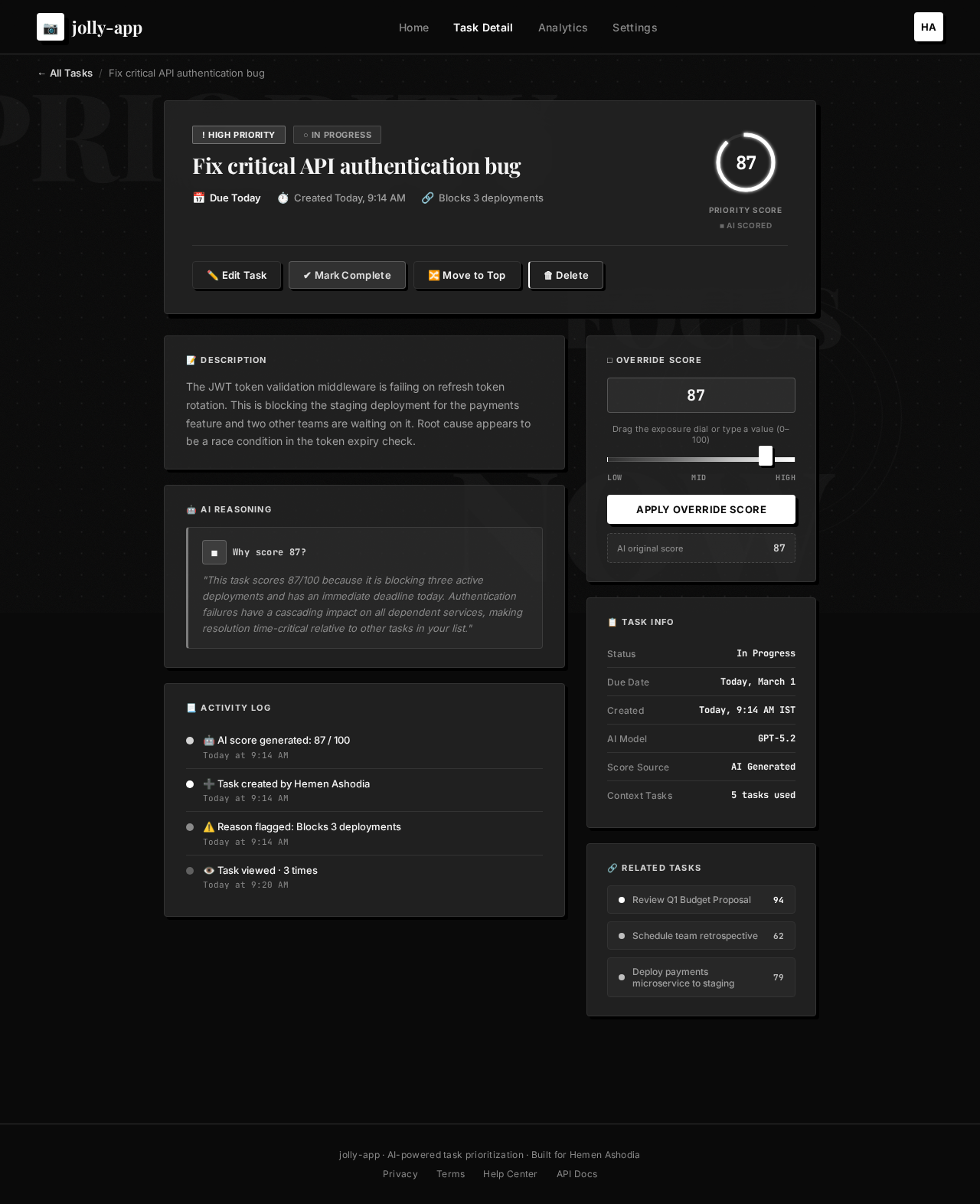 Task Detail design preview