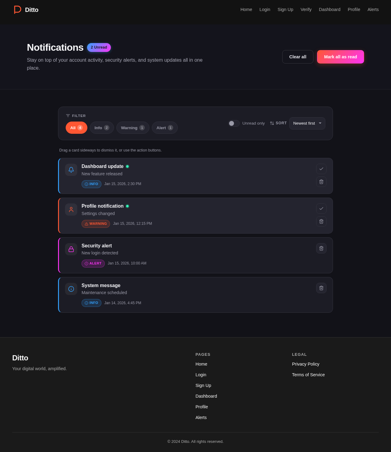 Notifications design preview