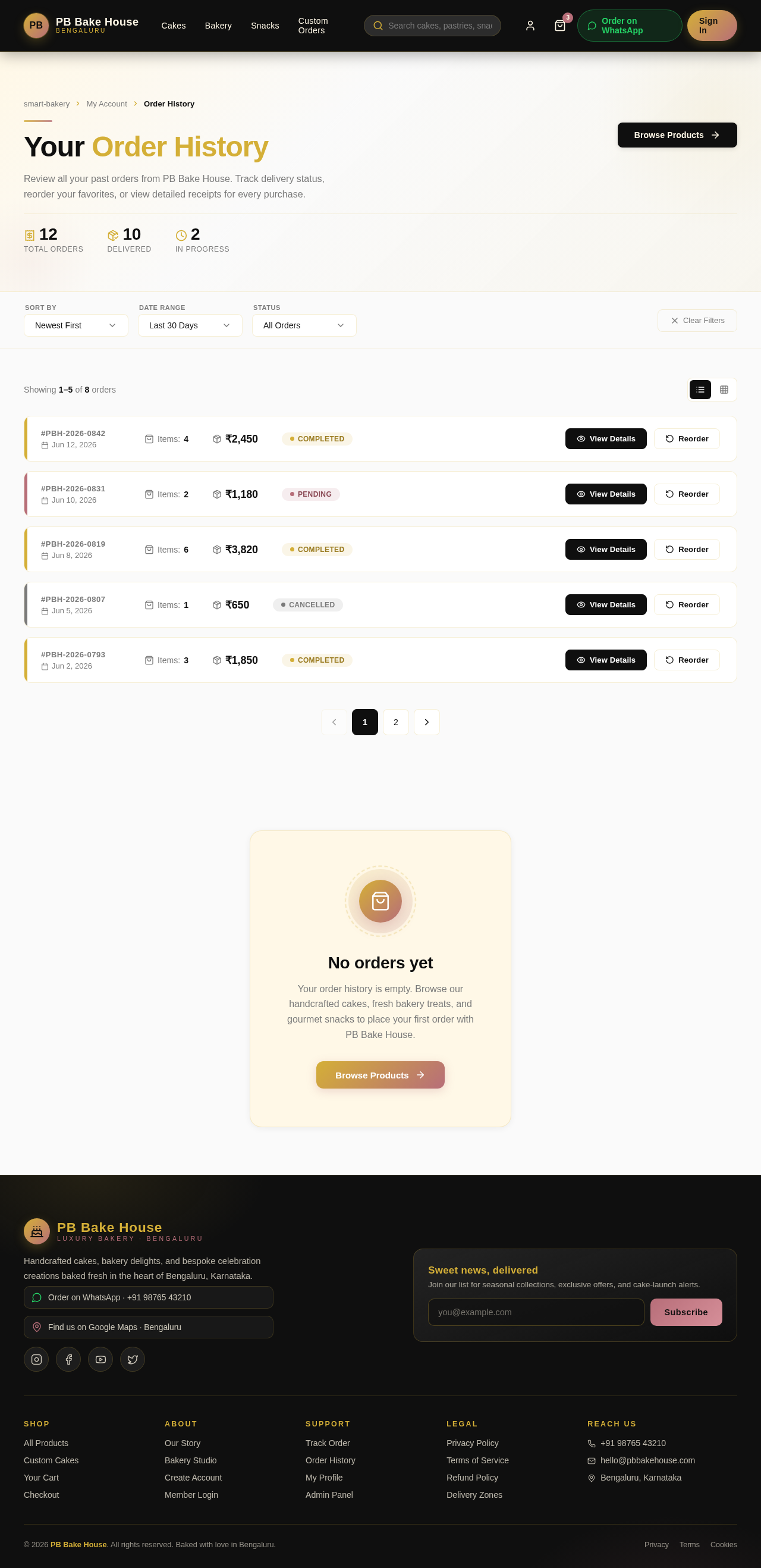 OrderHistory design preview