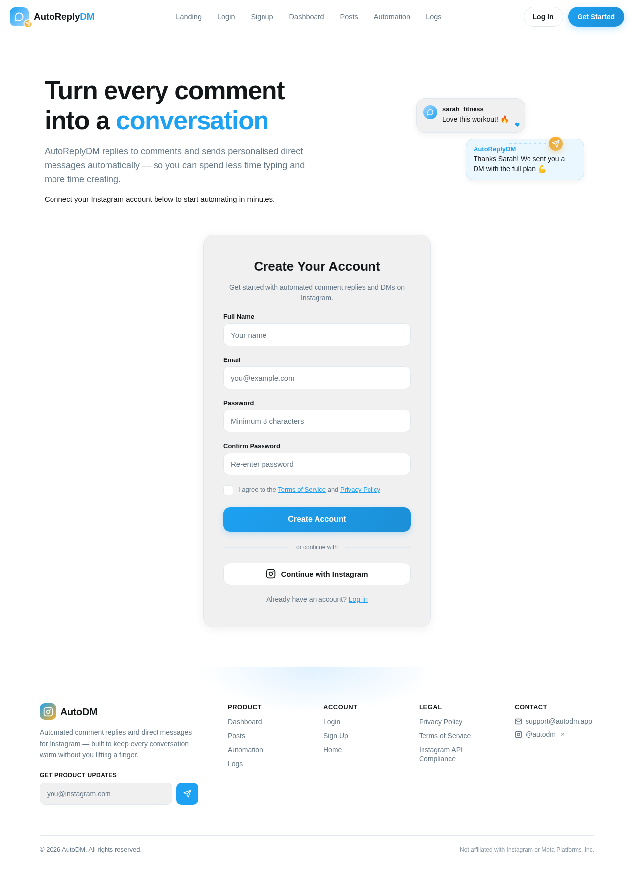 Signup design preview