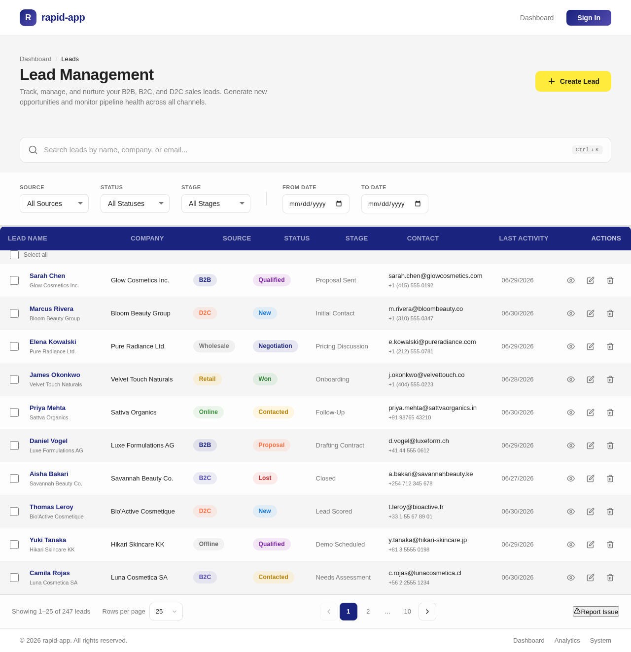 Leads design preview