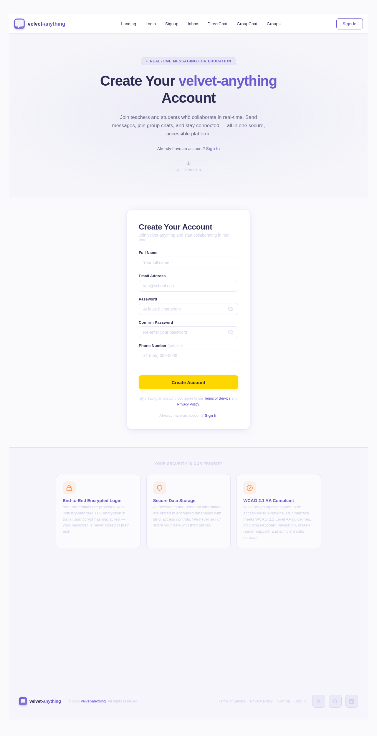 Signup design preview