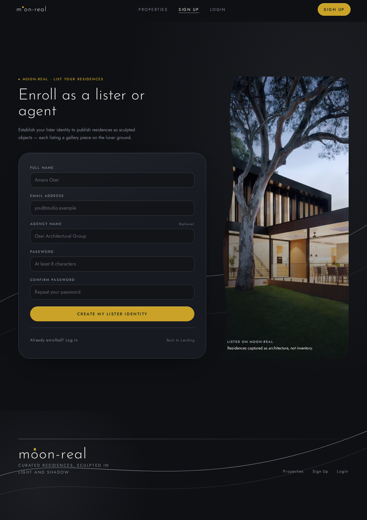 Sign Up design preview