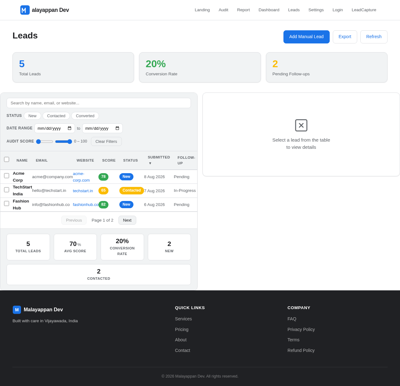 Leads design preview