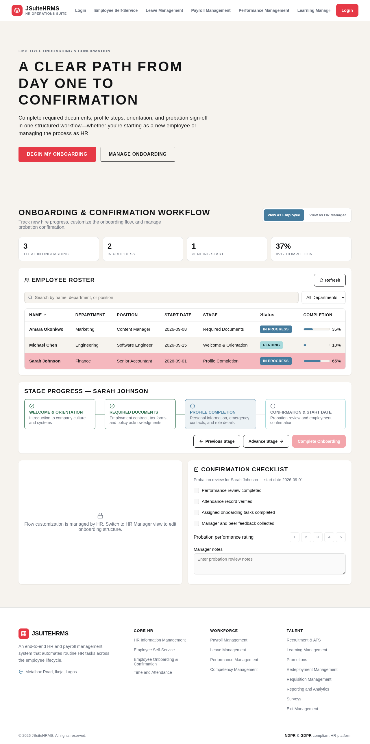 Employee Onboarding & Confirmation design preview