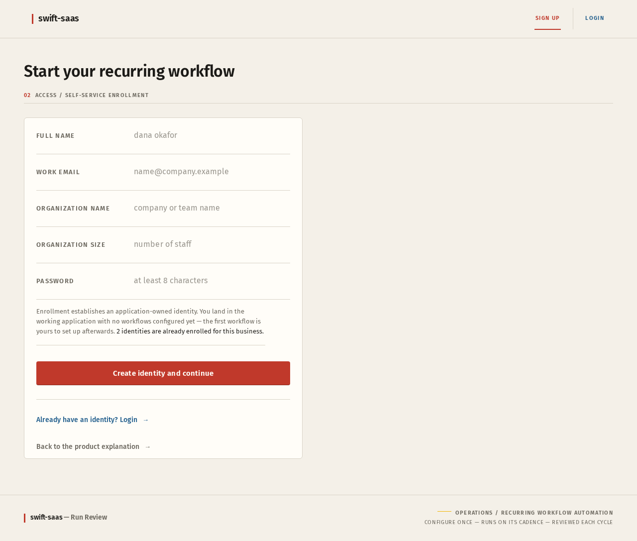 Sign Up design preview