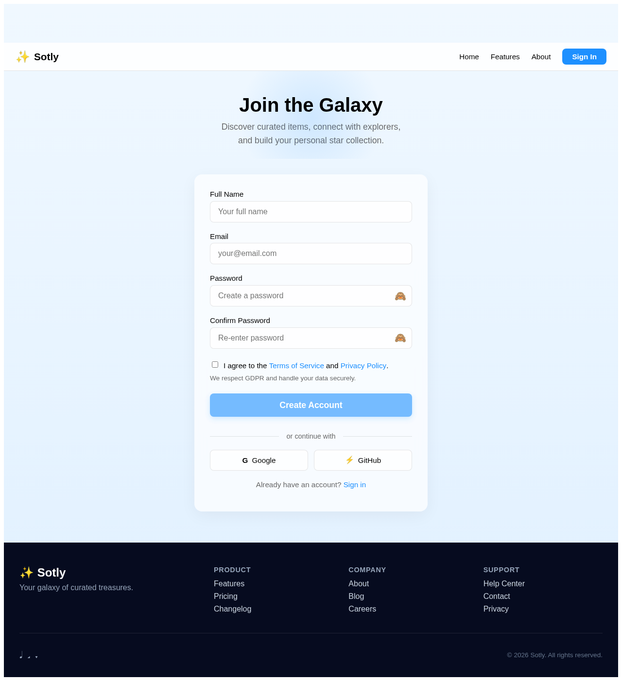 Signup design preview