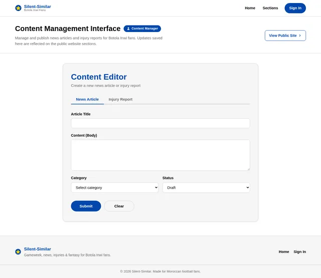 Content Management Interface