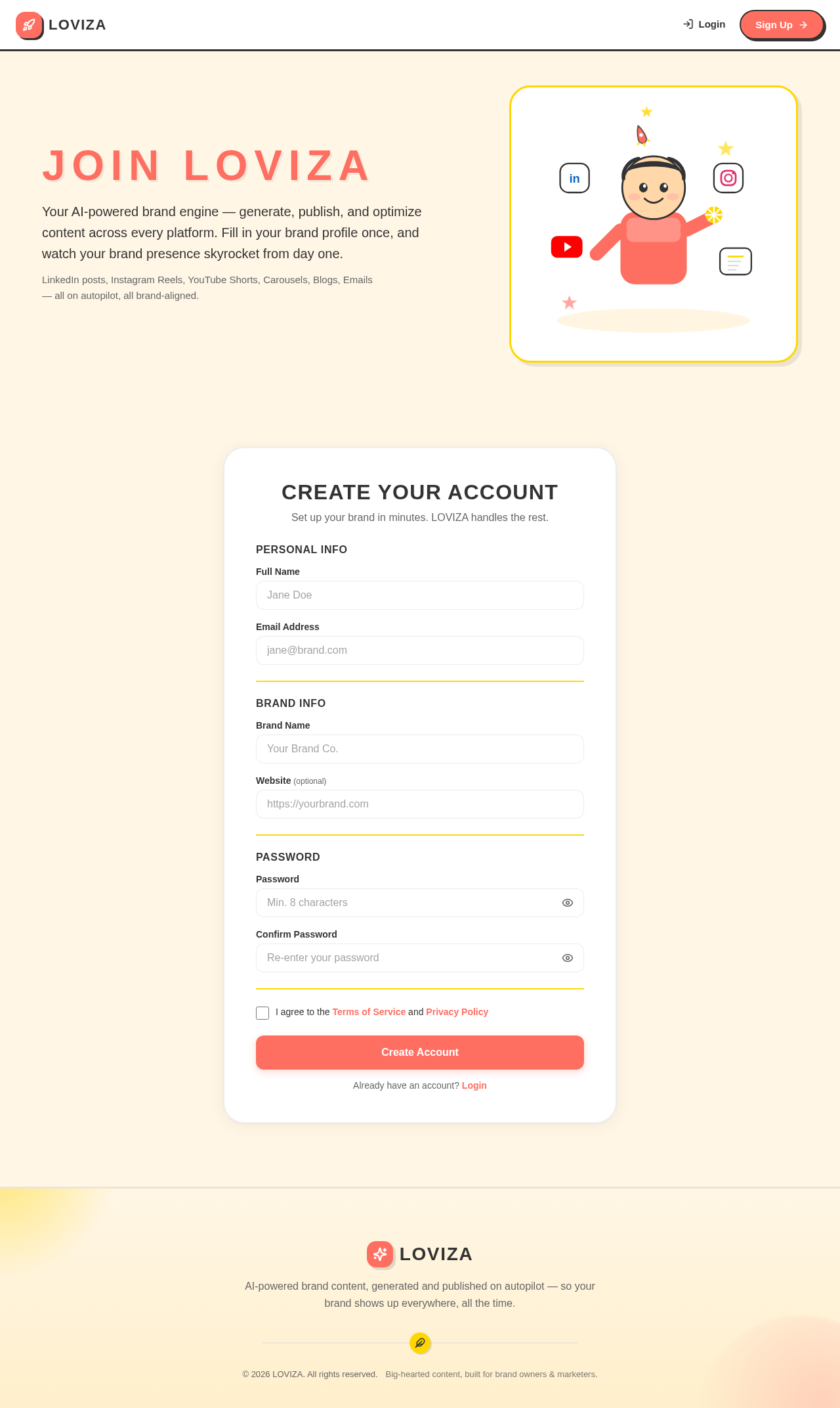 Sign Up design preview
