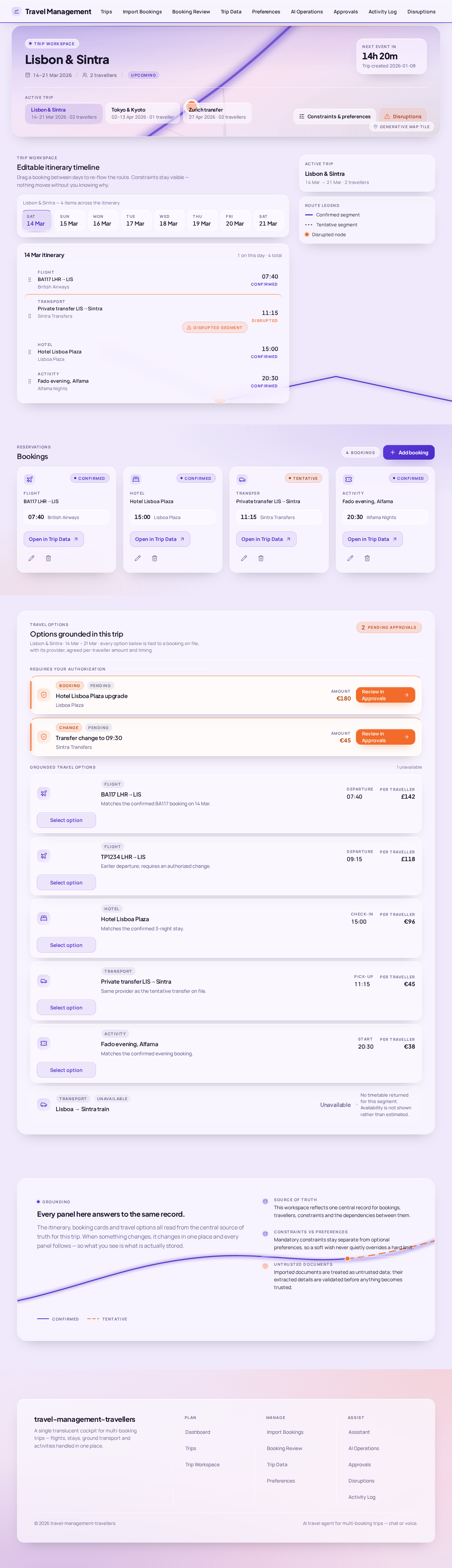 Trip Workspace design preview