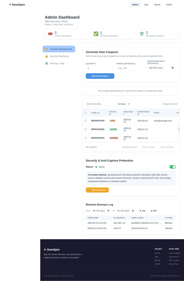 Admin Dashboard