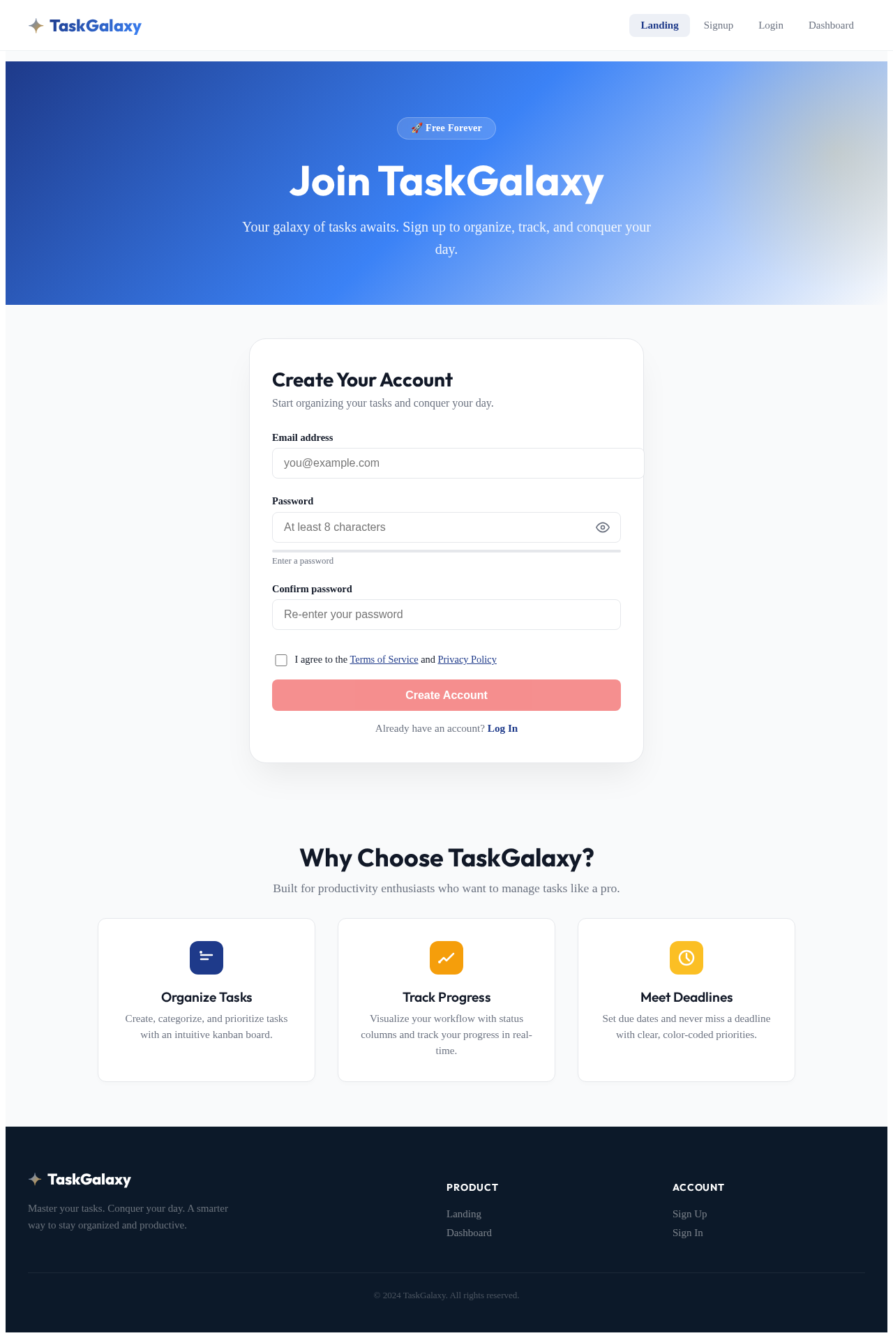 Signup design preview