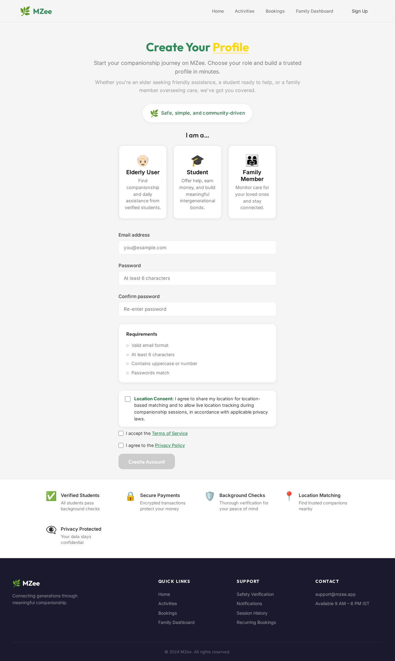 Signup design preview