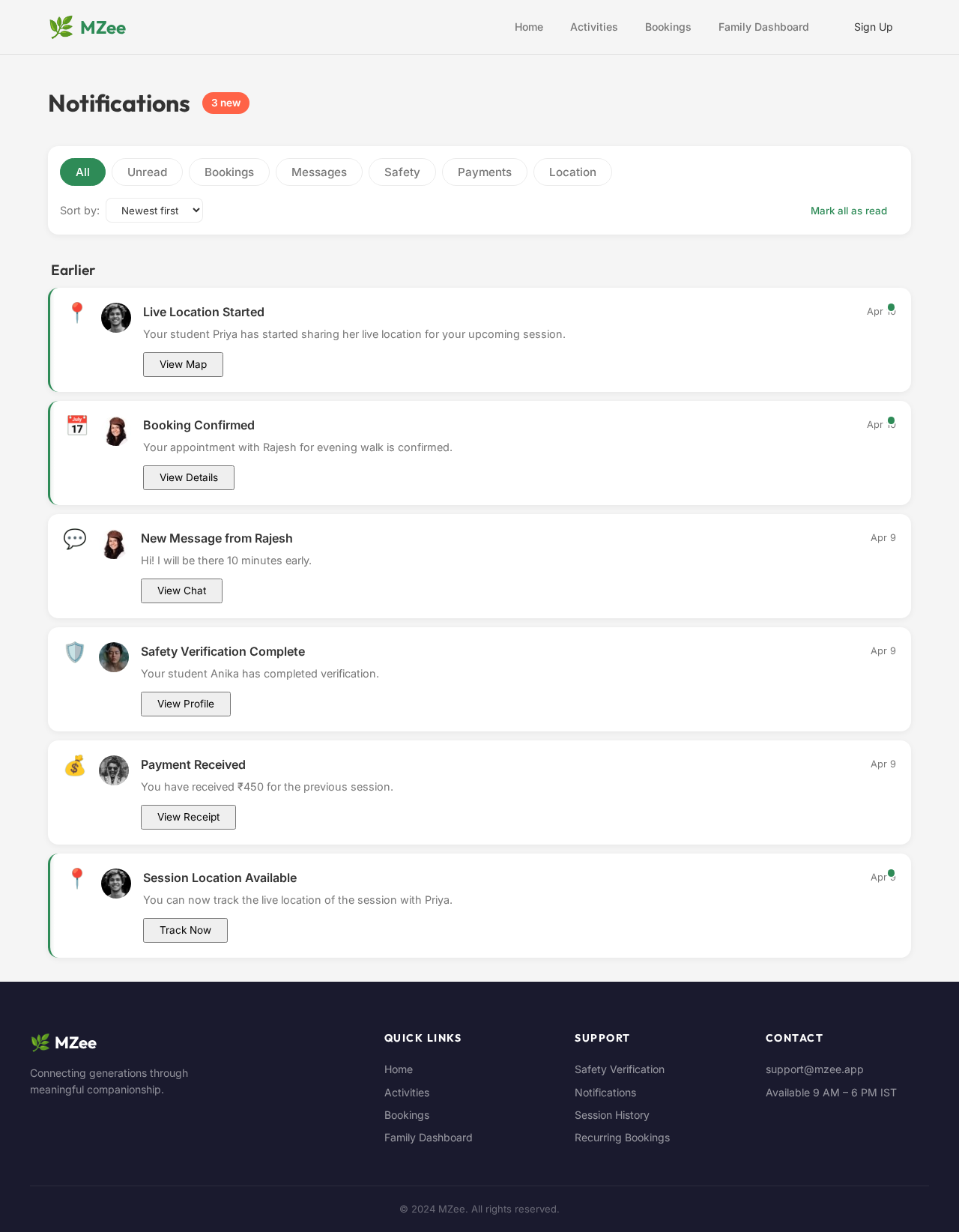 Notifications design preview