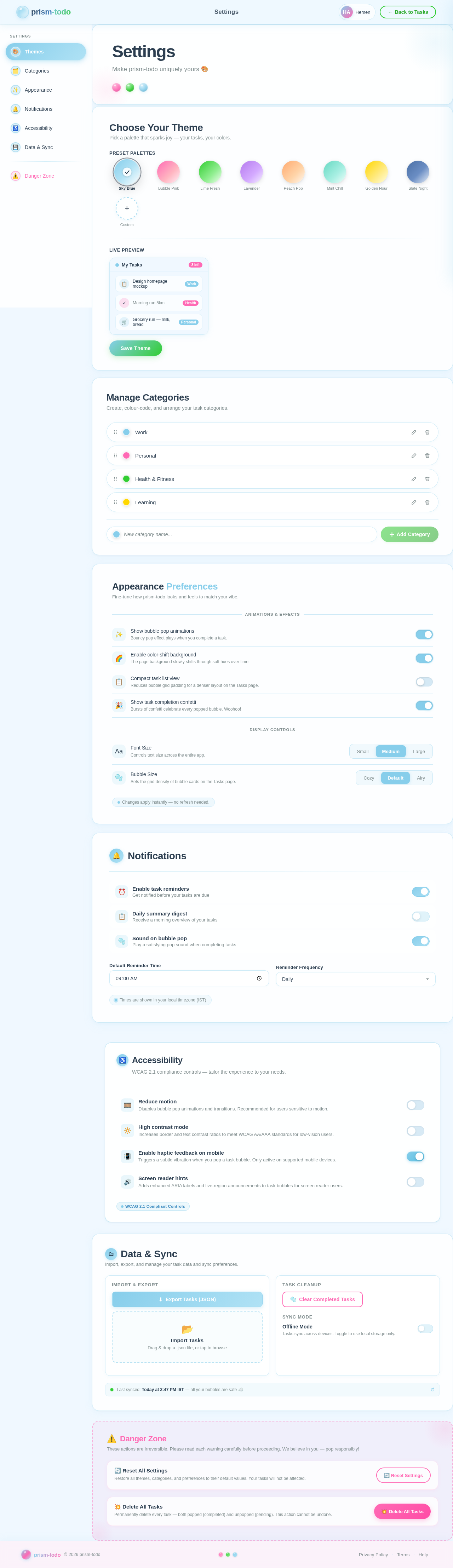Settings design preview