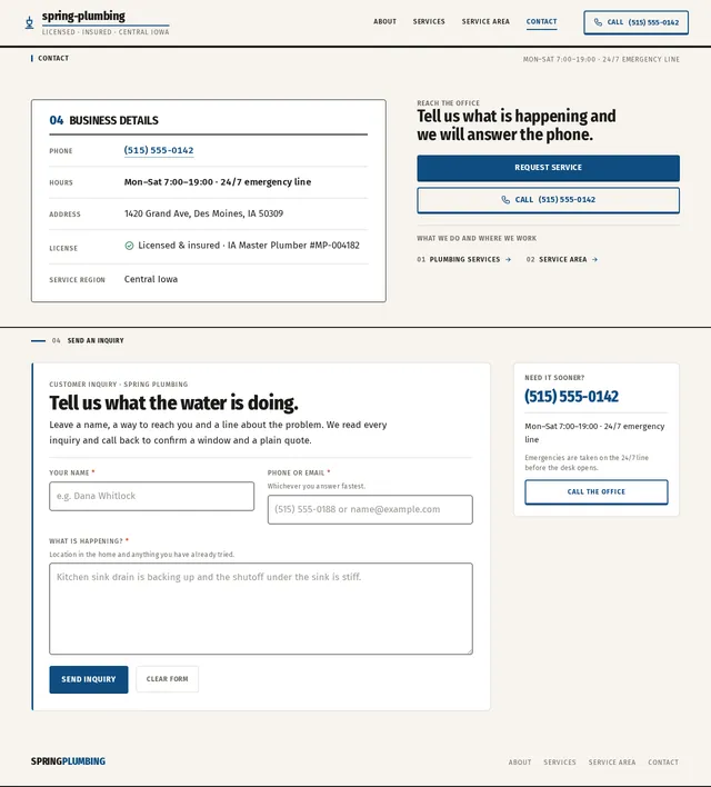 Contact page