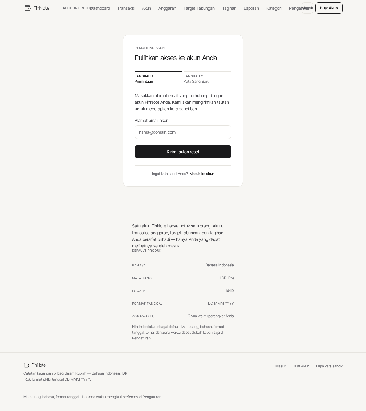 Account Recovery design preview