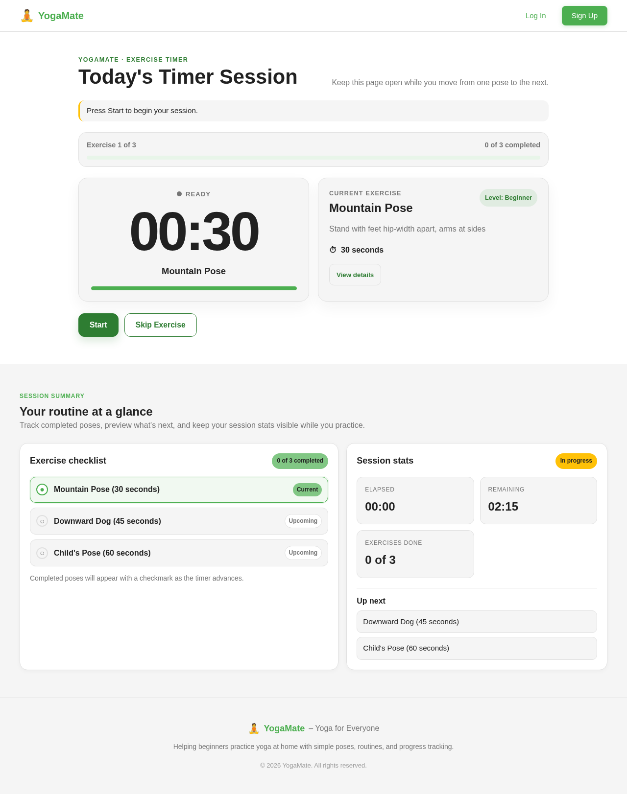 Exercise Timer design preview