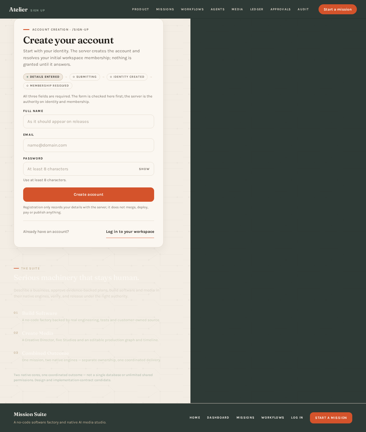 Sign Up design preview